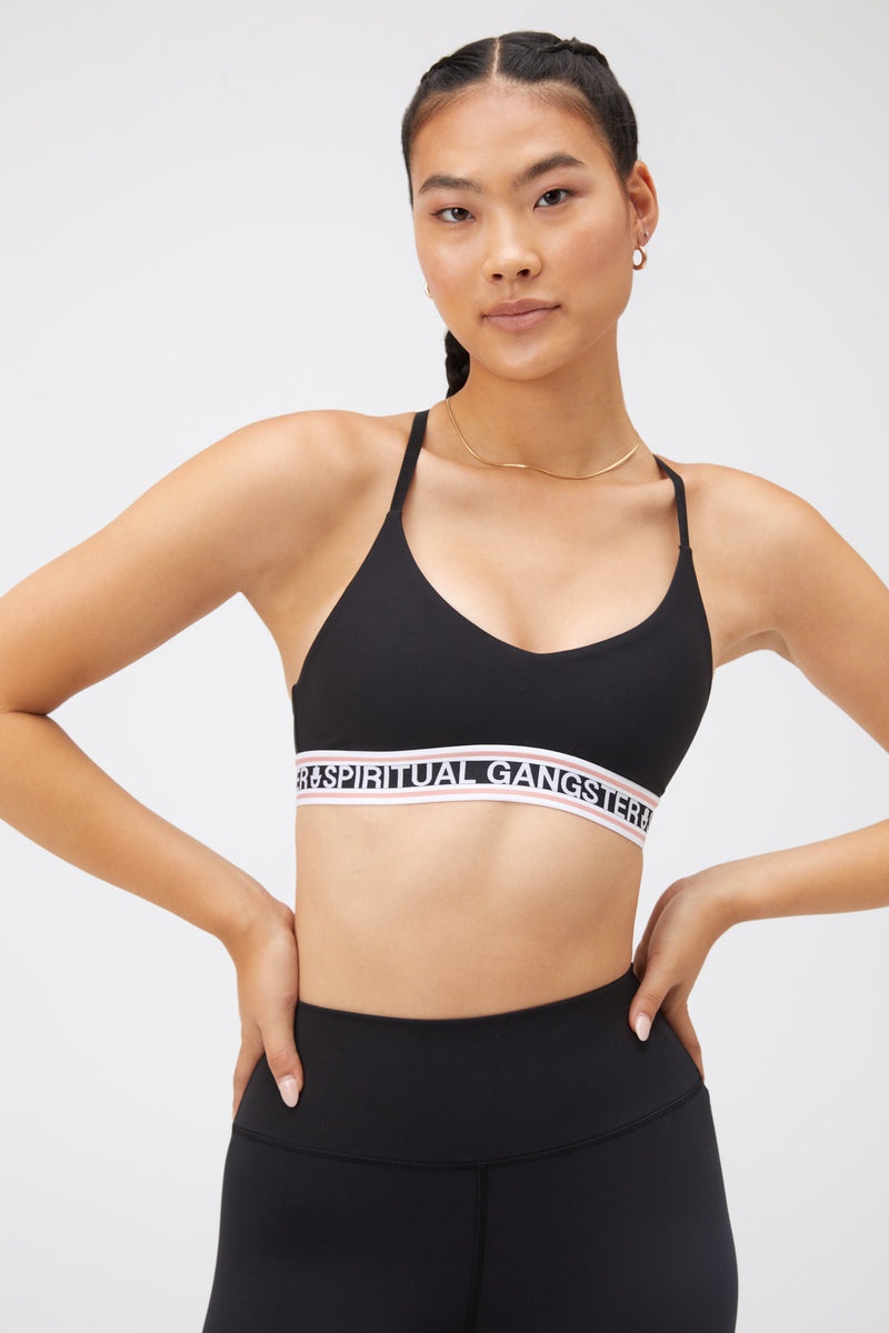 Women's Spiritual Gangster Nikki Dream Tech Eco Jersey Sports Bra Tops Black | WV1379428