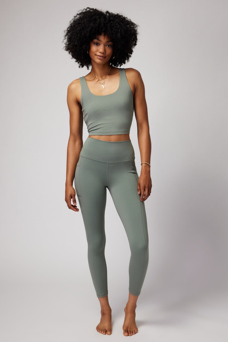 Women's Spiritual Gangster Nova Dream Tech Eco Jersey 7/8 Pocket Legging Bottoms Agave | SN9785620