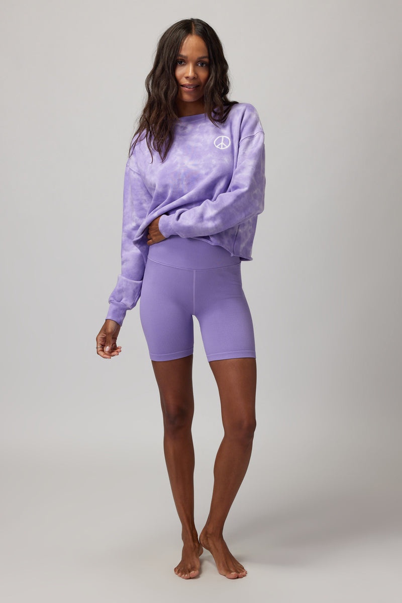 Women's Spiritual Gangster Peace Mazzy Crop Sweatshirt Sweaters Amethyst Crystal Wash | AC2306197