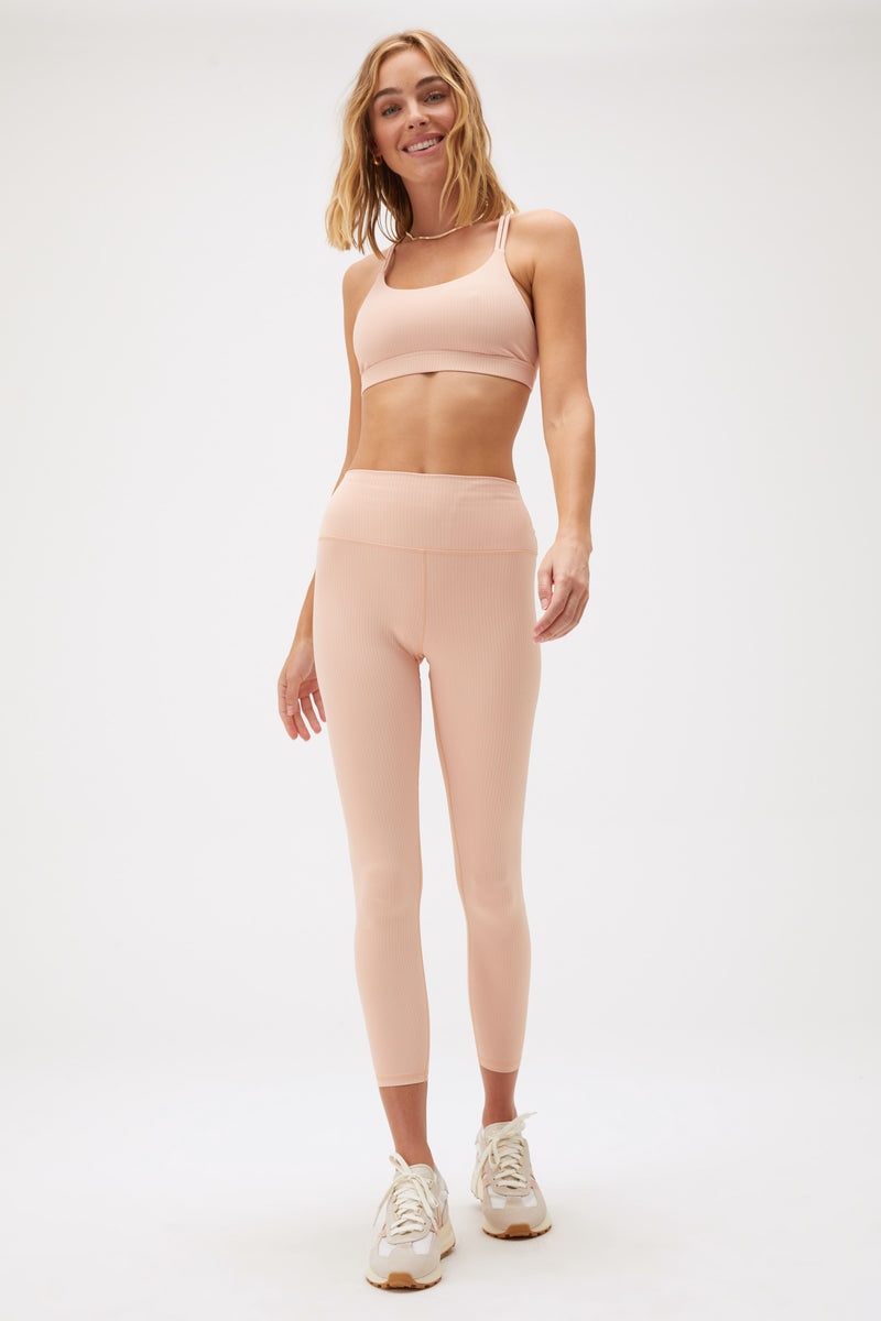 Women's Spiritual Gangster Renew High Waisted 7/8 Rib Legging Leggings Dusk Pink | TL9130824