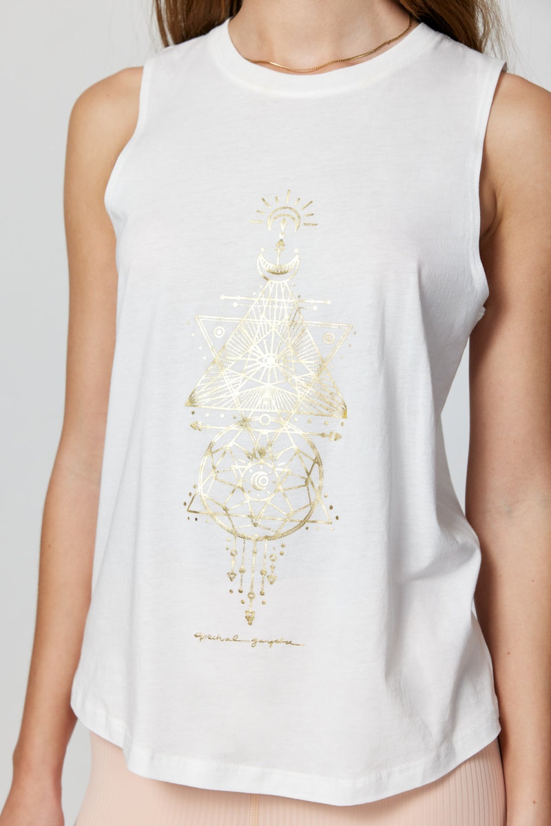 Women's Spiritual Gangster Sacred Geo Muscle Tank Tees & Tanks Stone | RM6728941