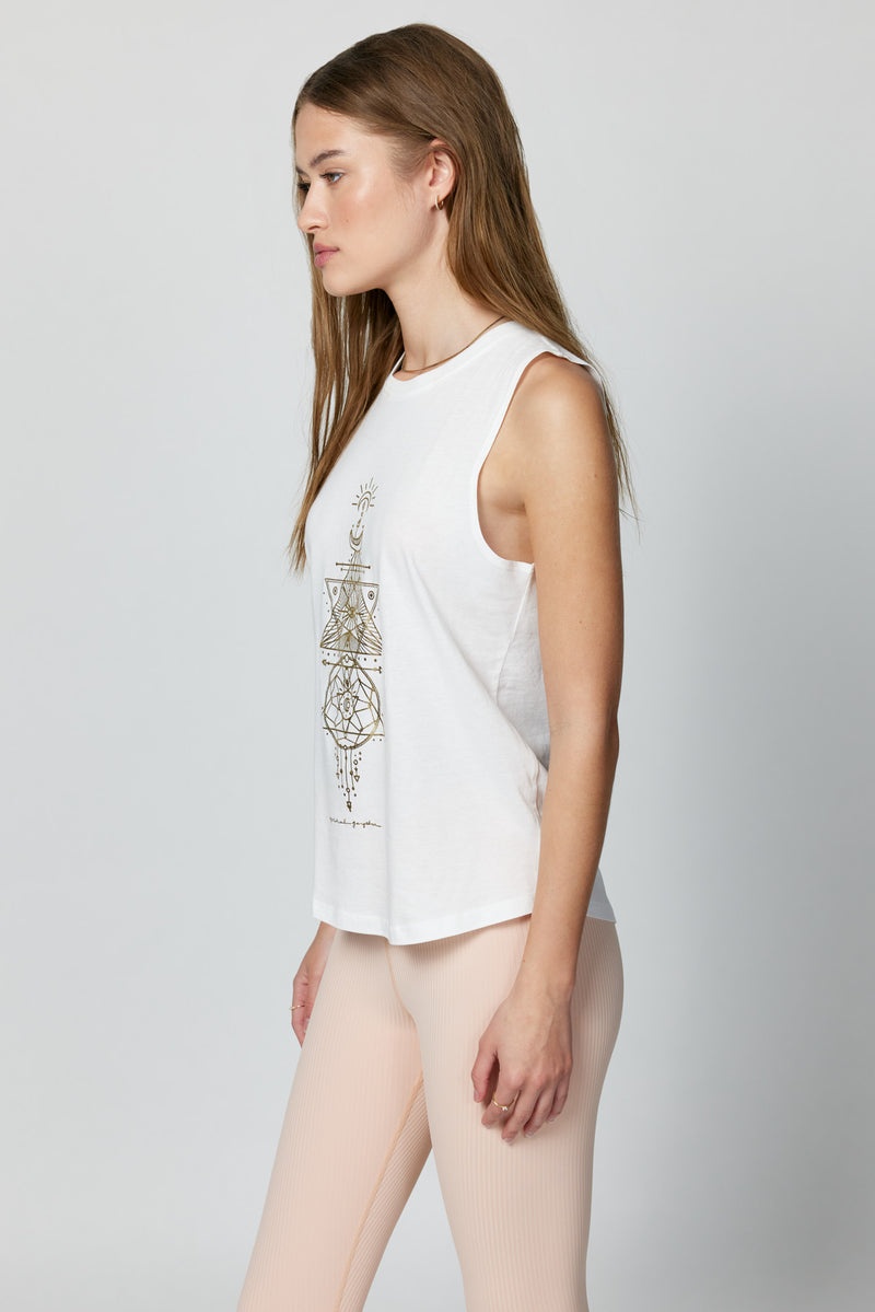 Women's Spiritual Gangster Sacred Geo Muscle Tank Tees & Tanks Stone | RM6728941