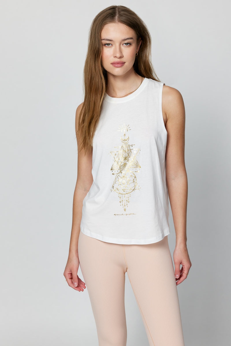 Women\'s Spiritual Gangster Sacred Geo Muscle Tank Tees & Tanks Stone | RM6728941