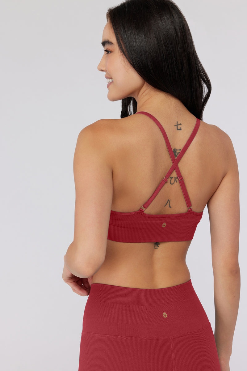 Women's Spiritual Gangster Selene Seamless Triangle Rib Bra Tops Ruby | OI7154982