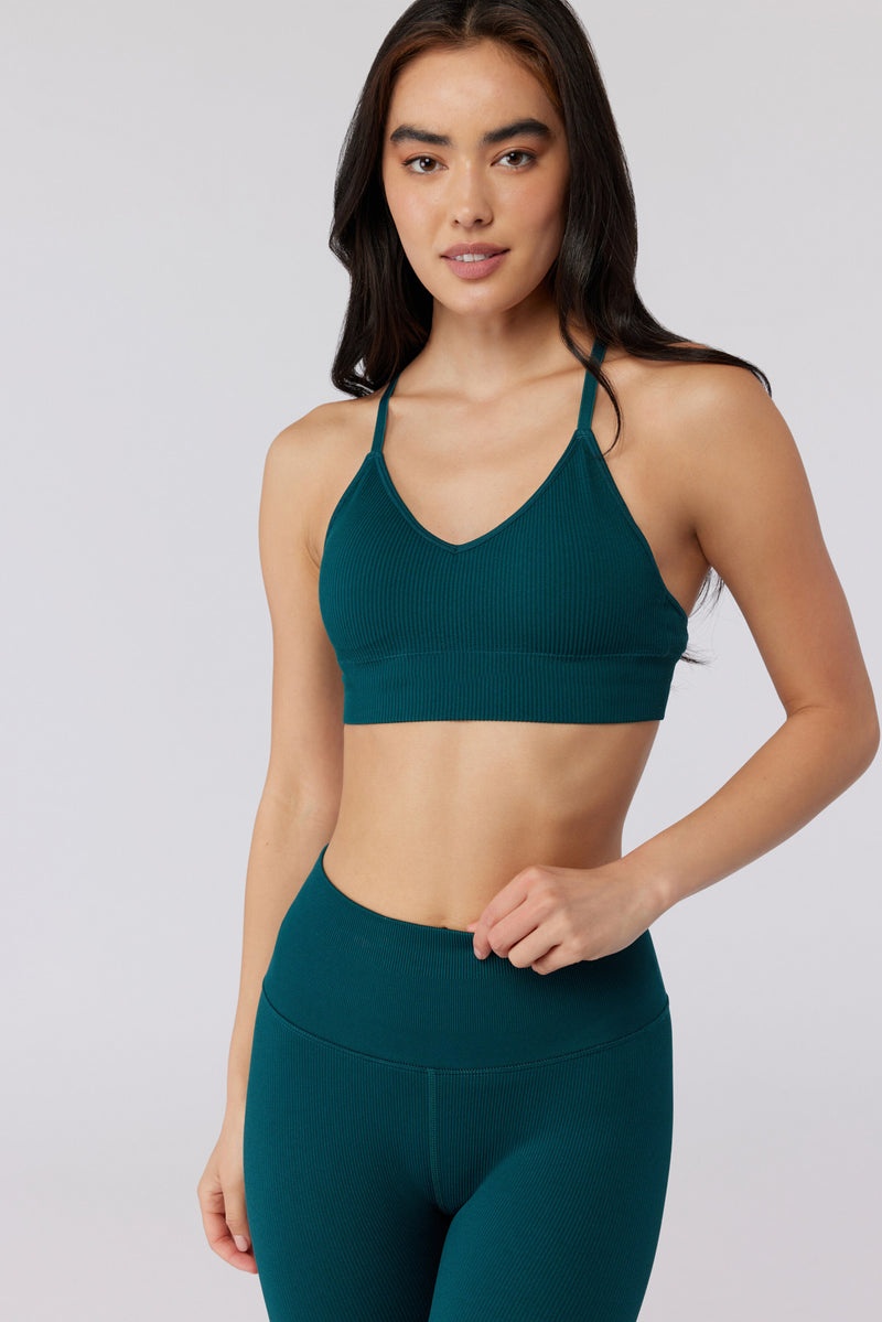 Women's Spiritual Gangster Selene Seamless Triangle Bra Tops Pine | QR2189574