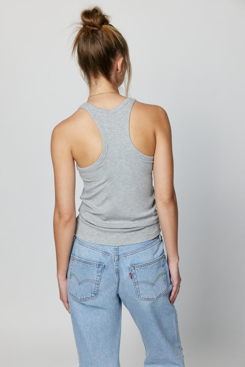 Women's Spiritual Gangster Slim Rib Tank Tees & Tanks Heather Grey | RE2675908