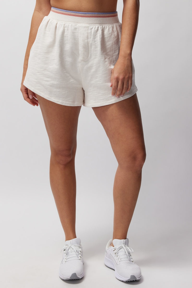 Women's Spiritual Gangster Slub Terry Anja Sweat Short Shorts White Sand | CT8109657