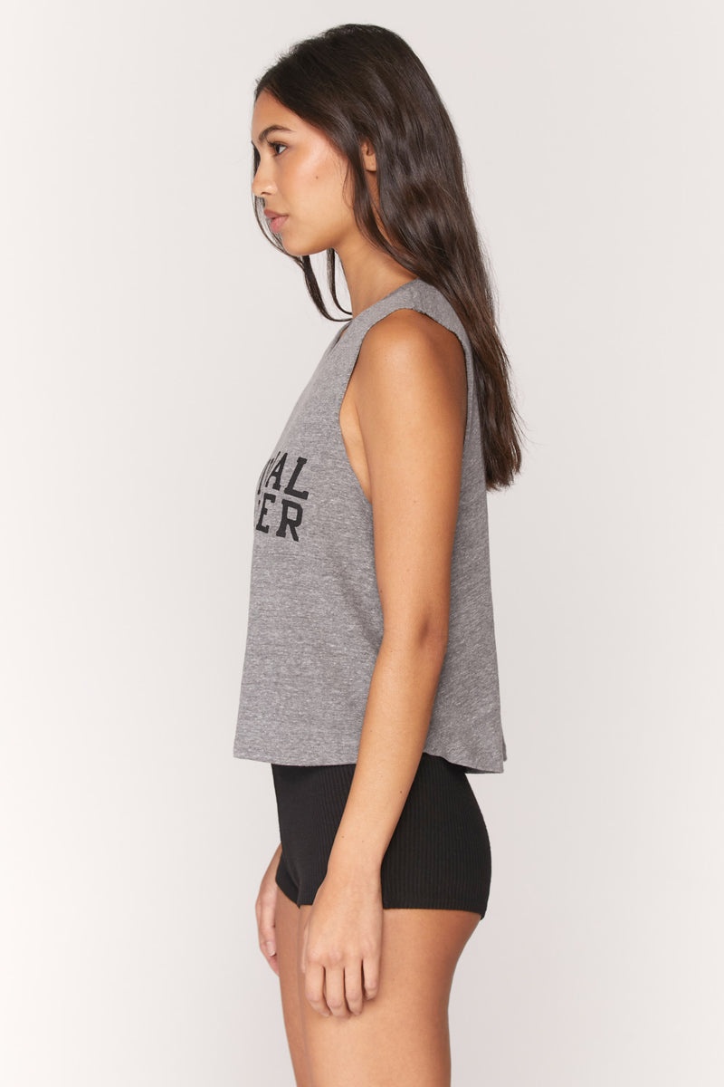 Women's Spiritual Gangster Varsity Crop Tank Tees & Tanks Heather Grey | LU5192786