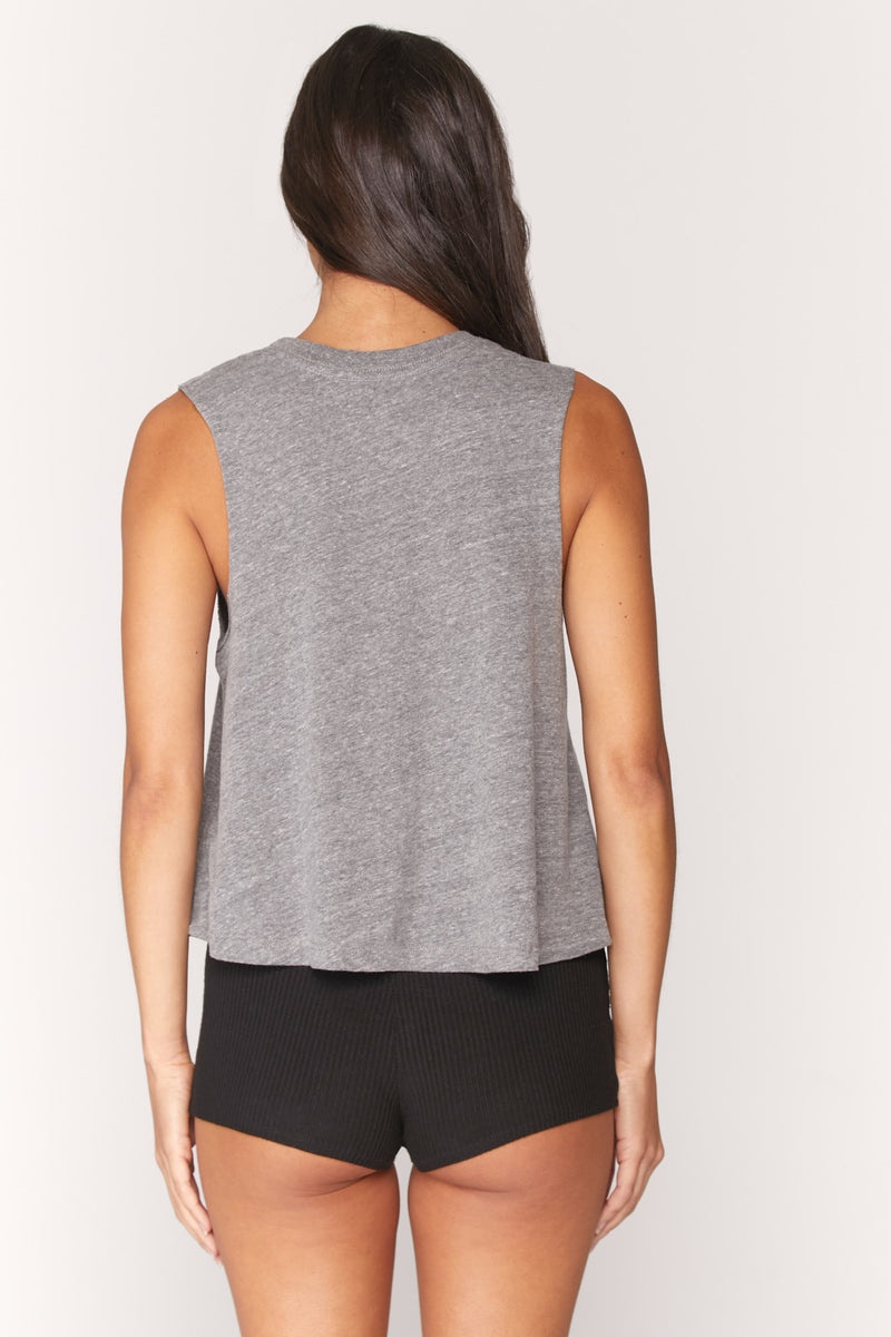 Women's Spiritual Gangster Varsity Crop Tank Tees & Tanks Heather Grey | LU5192786