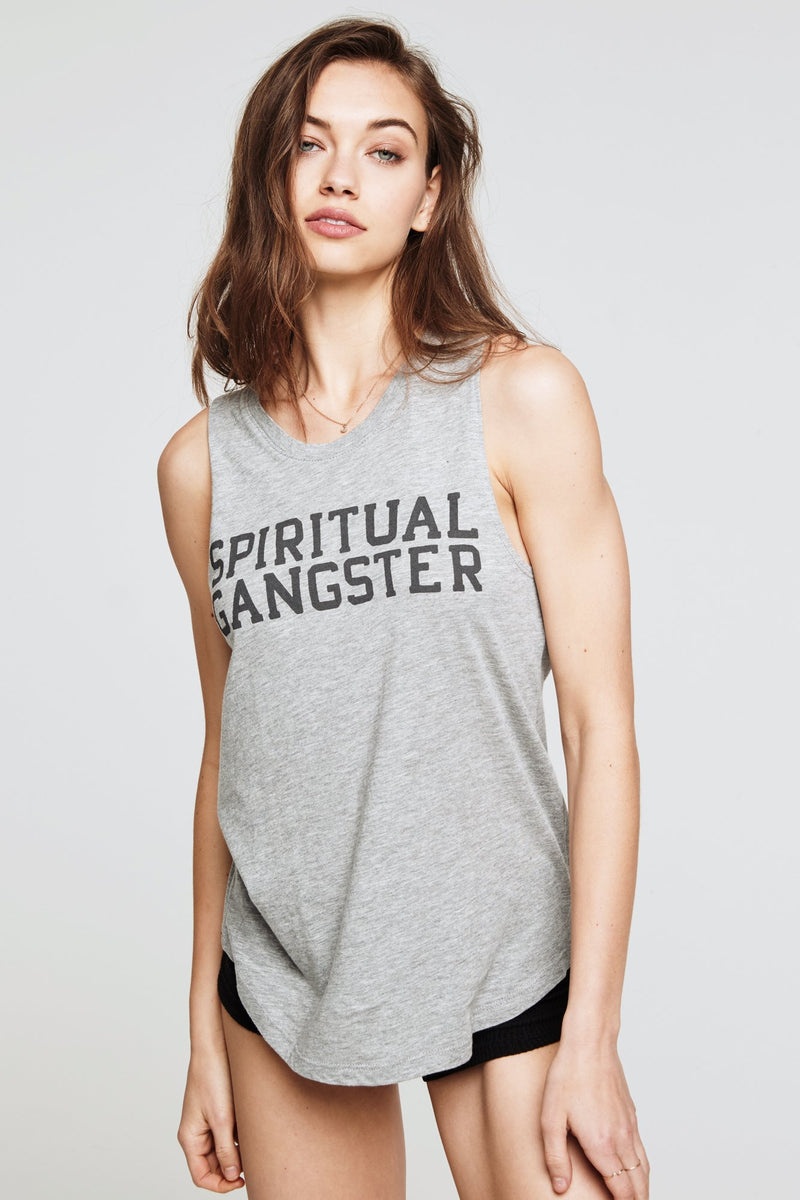 Women's Spiritual Gangster Varsity Muscle Tank Tees & Tanks Htr Grey | DK0715263