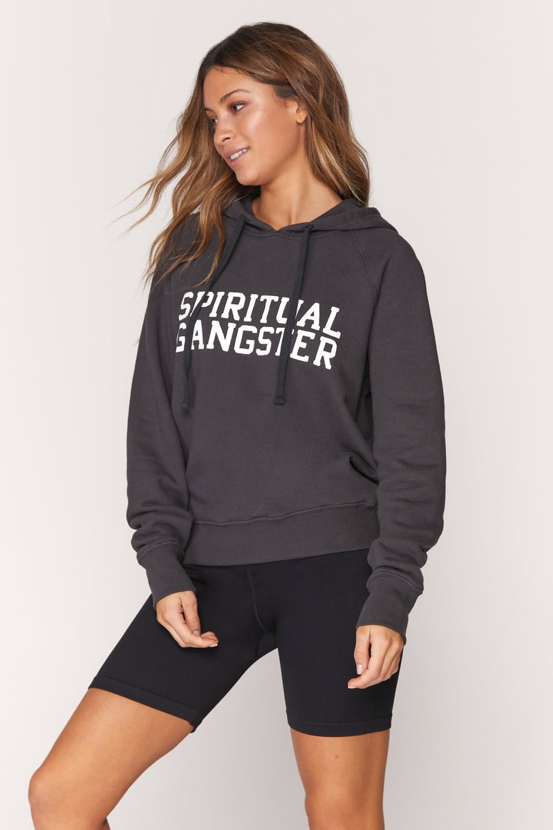 Women's Spiritual Gangster Varsity Classic Pullover Hoodie Sweatshirts Vintage Black | JX4827315