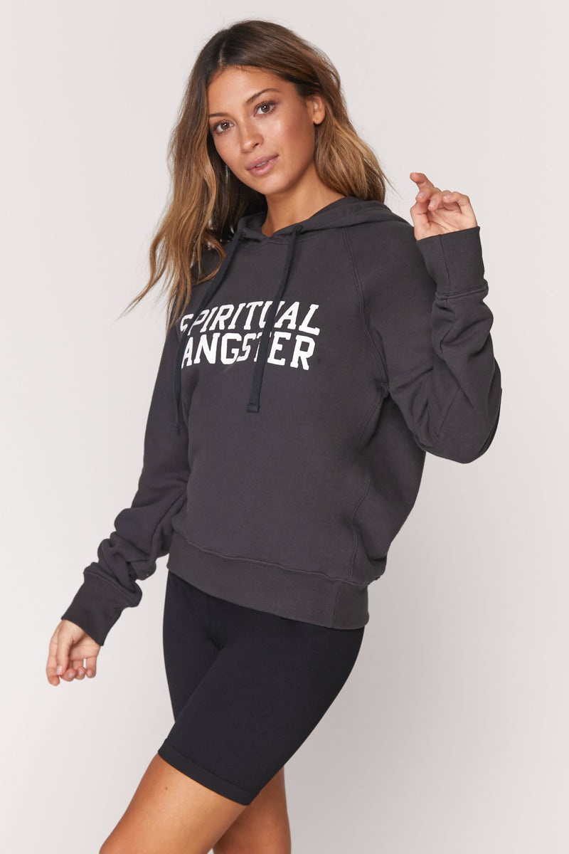 Women's Spiritual Gangster Varsity Classic Pullover Hoodie Sweatshirts Vintage Black | JX4827315