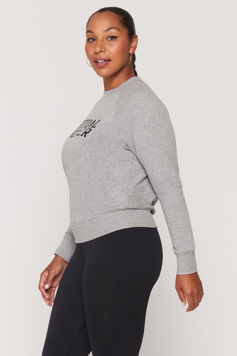 Women's Spiritual Gangster Varsity Old School Sweatshirt Sweatshirts Heather Grey | OD1495028