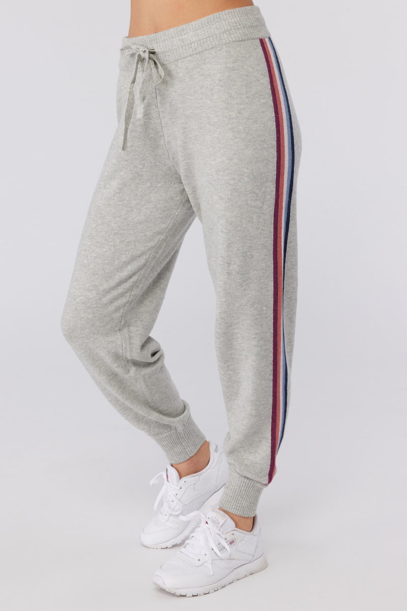 Women's Spiritual Gangster Stripe Sweater Knit Jogger Sweatpants & Joggers Heather Ash | SH9658310