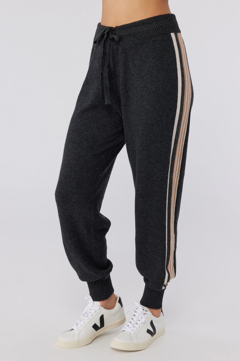 Women's Spiritual Gangster Stripe Sweater Knit Jogger Sweatpants & Joggers Vintage Black | DY7453902