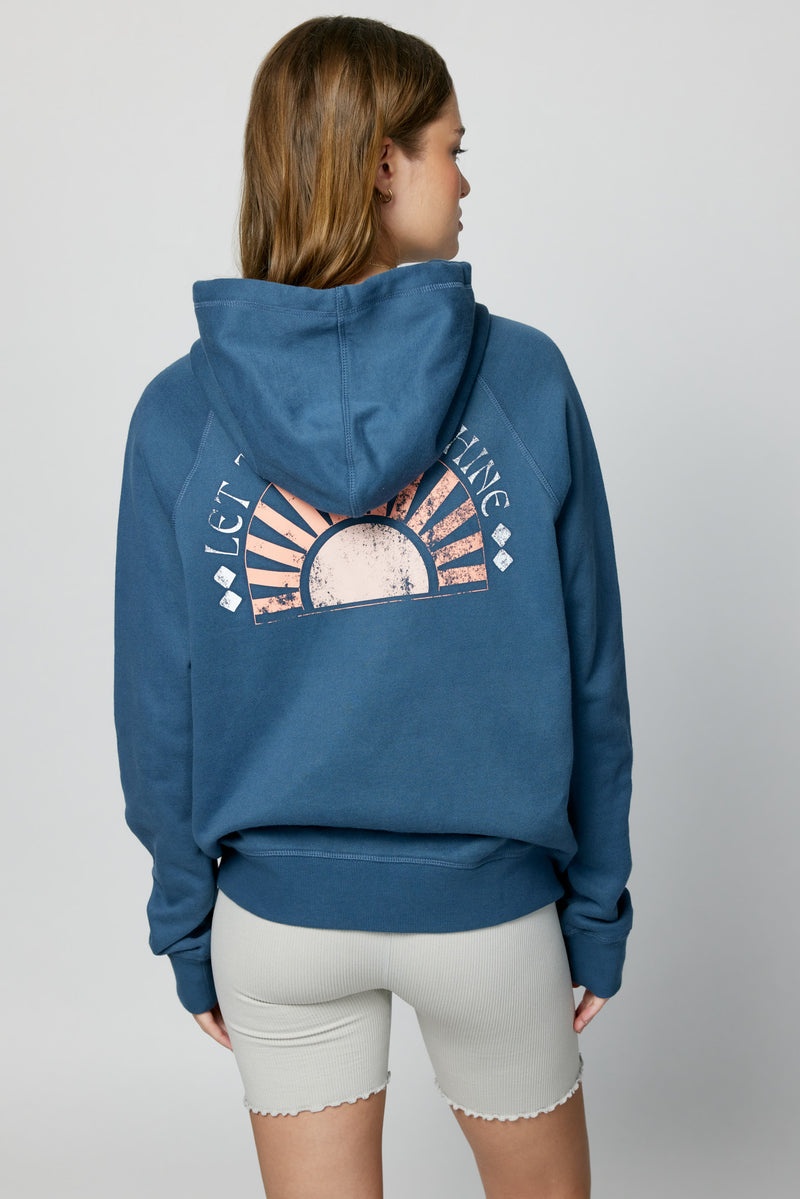 Women's Spiritual Gangster Sun Shine Raglan Zip UP Hoodie Hoodies & Jackets Deep Sea Blue | GA6527938