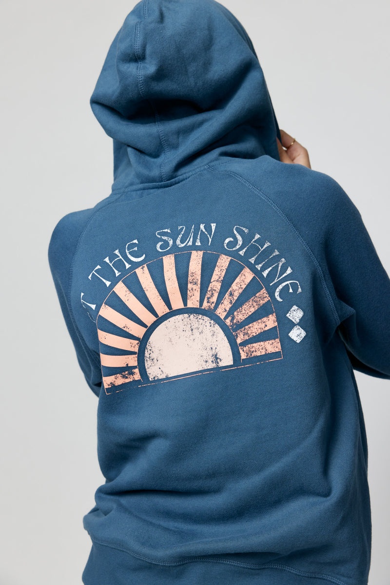 Women\'s Spiritual Gangster Sun Shine Raglan Zip UP Hoodie Hoodies & Jackets Deep Sea Blue | GA6527938