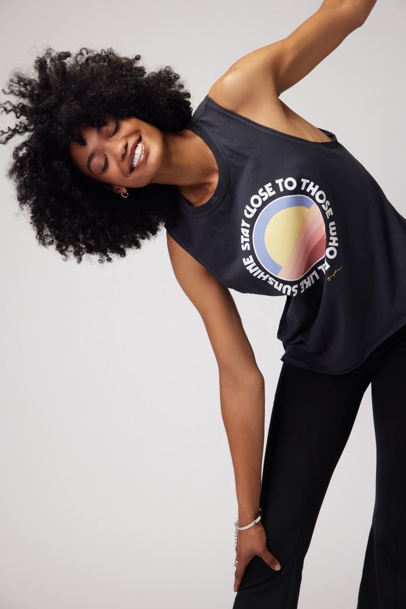 Women's Spiritual Gangster Sunshine Gigi Muscle Tank Tees & Tanks Vintage Black | LD0563217