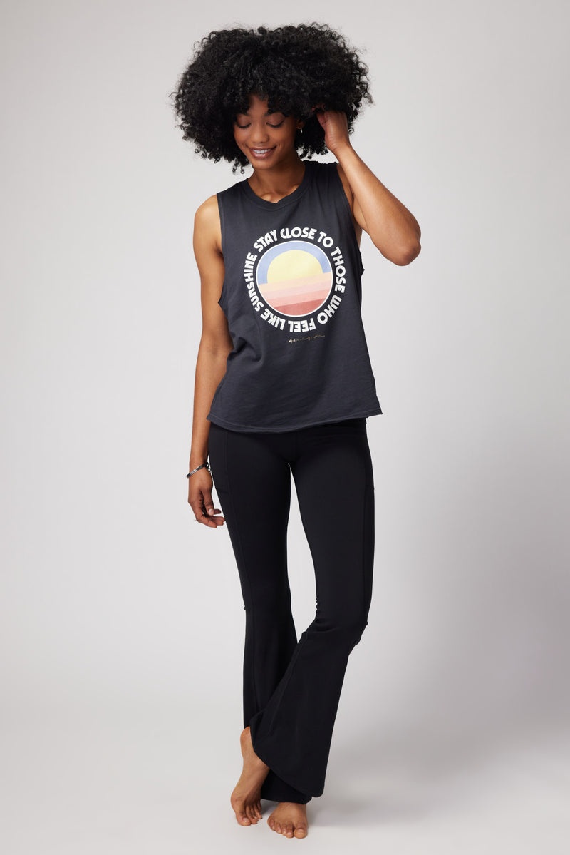 Women's Spiritual Gangster Sunshine Gigi Muscle Tank Tees & Tanks Vintage Black | LD0563217