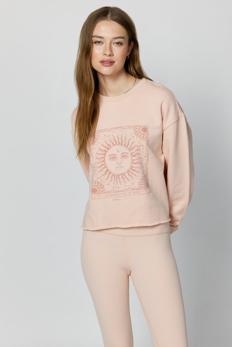 Women's Spiritual Gangster Sunshine Mazzy Crop Sweatshirt Sweaters Dusk Pink | WB5396278