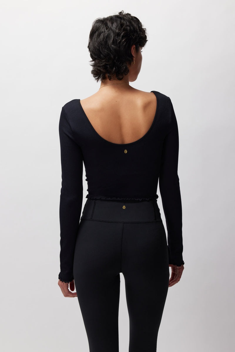 Women's Spiritual Gangster Sweetheart Seamless Long Sleeve Top Long Sleeve Tops Black | XA3290761