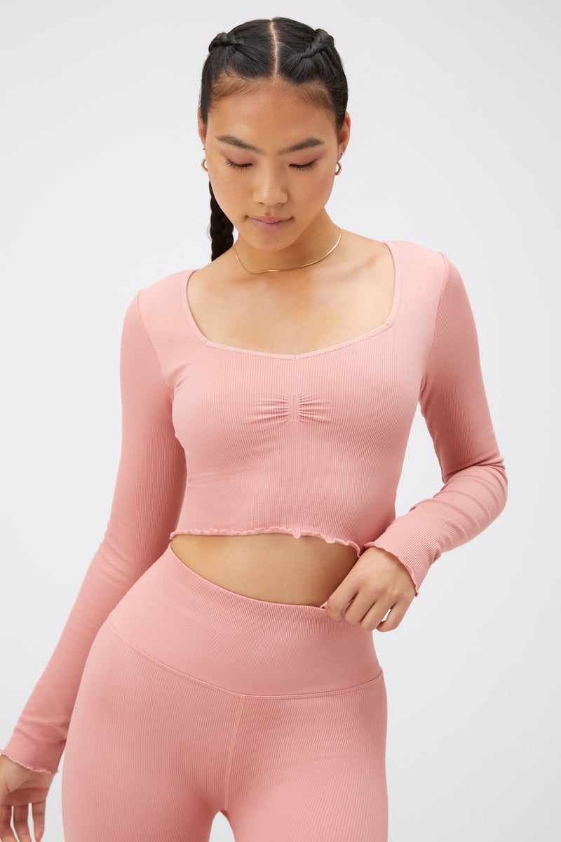 Women's Spiritual Gangster Sweetheart Seamless Long Sleeve Top Tops Rose | BJ6329457