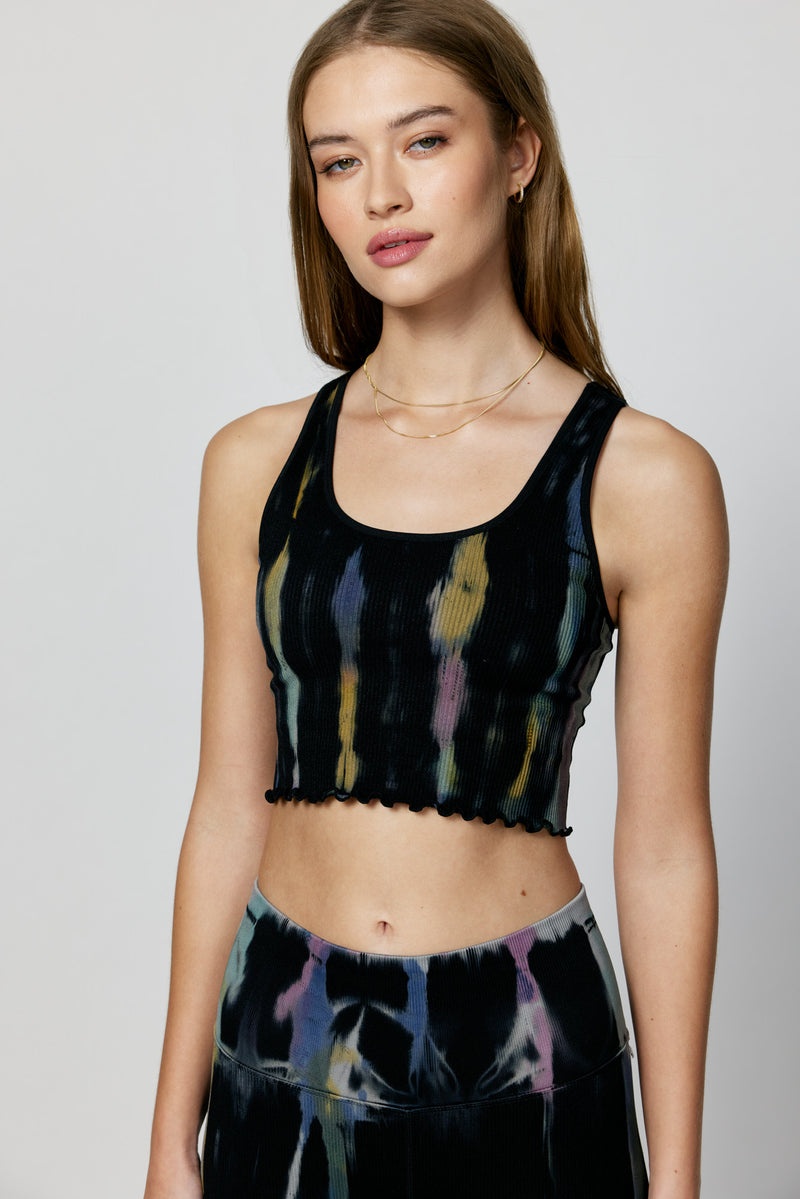 Women's Spiritual Gangster Tie Dye Amor Crop Tank Tees & Tanks Black Tie Dye | HA3710246