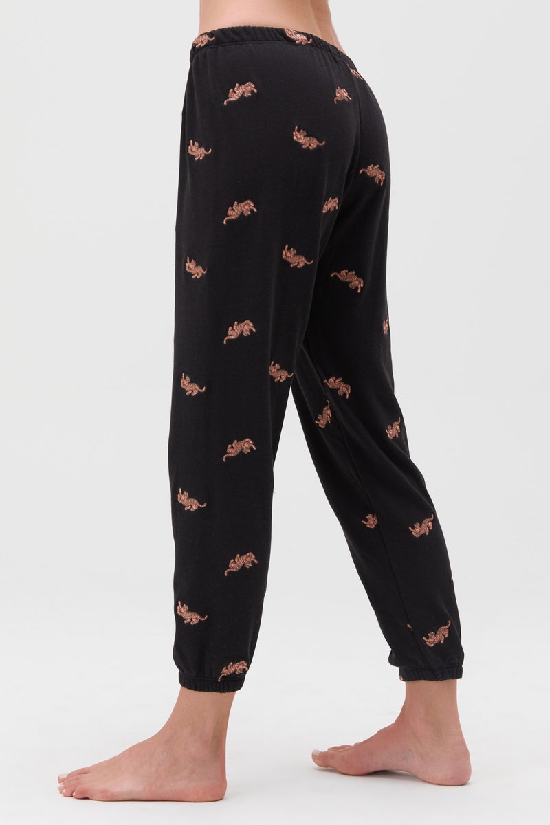 Women's Spiritual Gangster Tiger Perfect Sweatpant Vintage Sweatpants & Joggers Black Ditsy Tiger | RM8214657