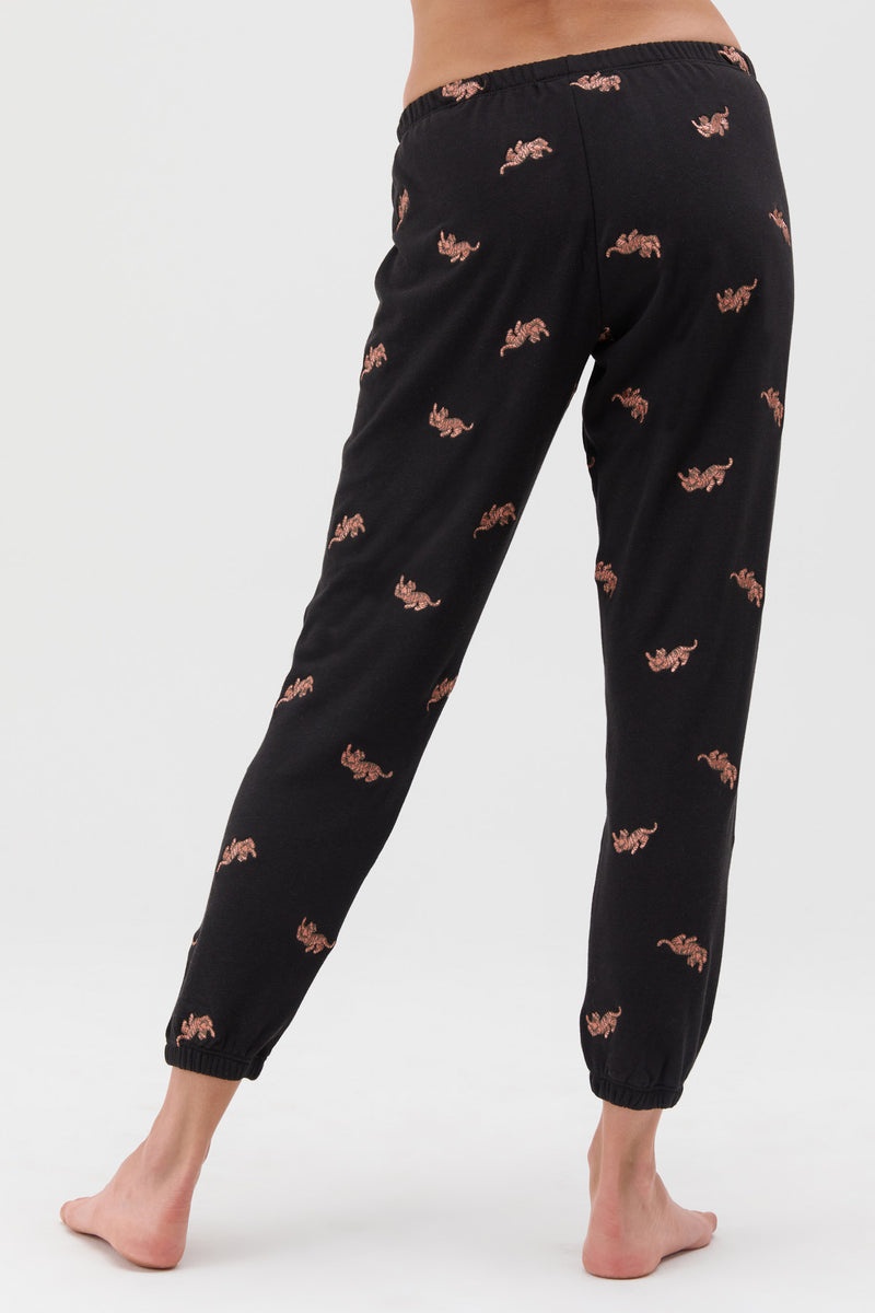 Women's Spiritual Gangster Tiger Perfect Sweatpant Vintage Sweatpants & Joggers Black Ditsy Tiger | RM8214657