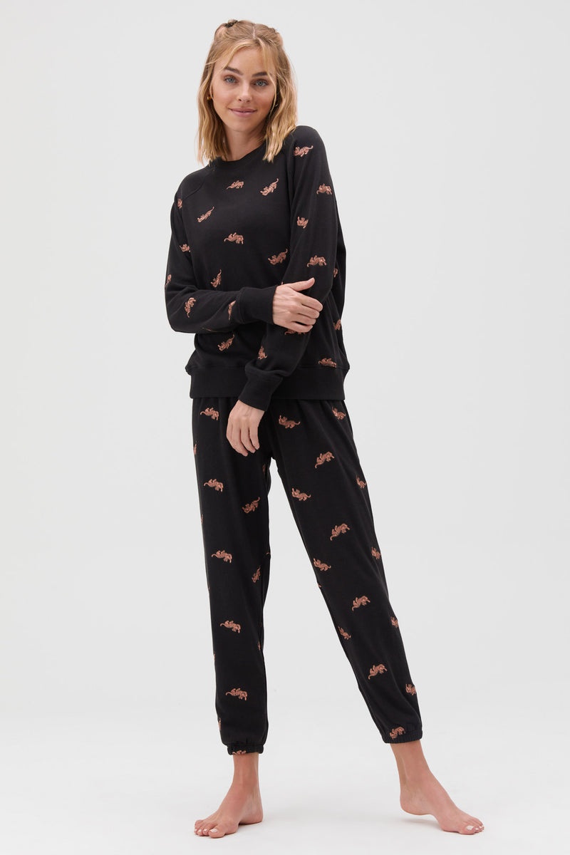 Women's Spiritual Gangster Tiger Perfect Sweatpant Vintage Sweatpants & Joggers Black Ditsy Tiger | RM8214657