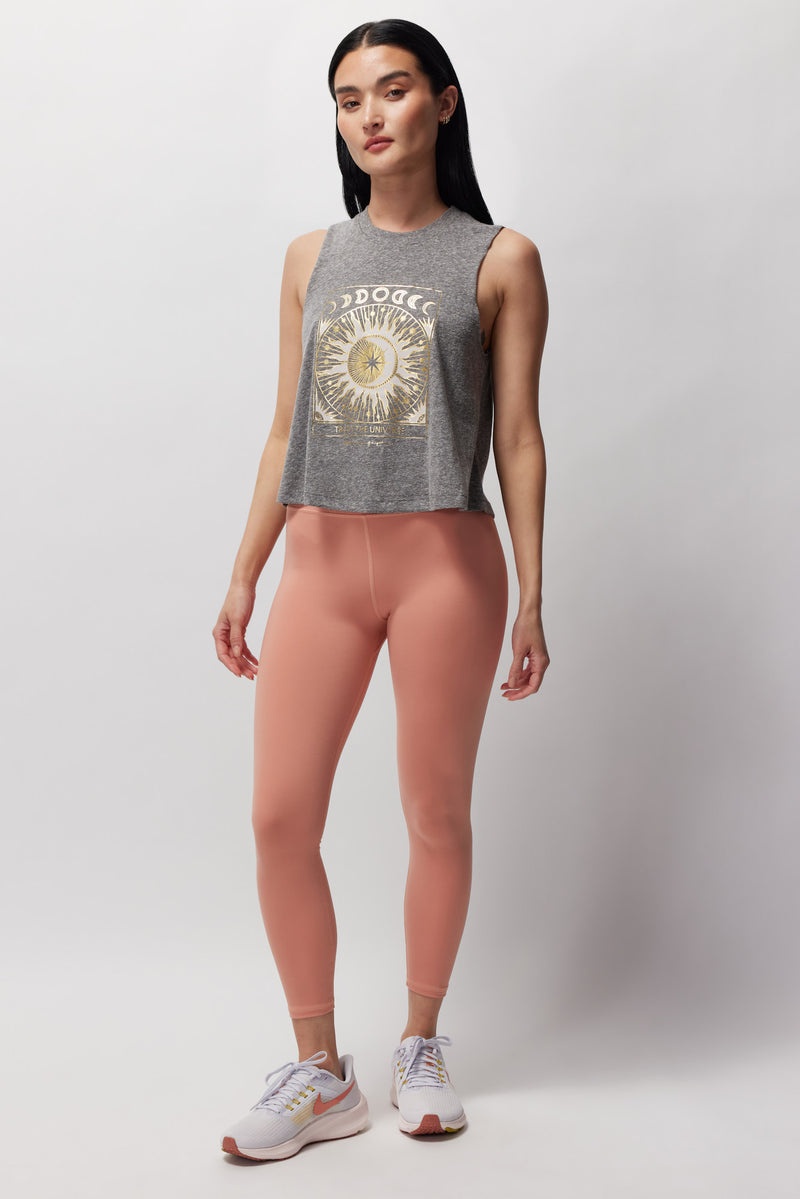 Women's Spiritual Gangster Trust The Universe Crop Tank Tees & Tanks Heather Grey | EL7869520