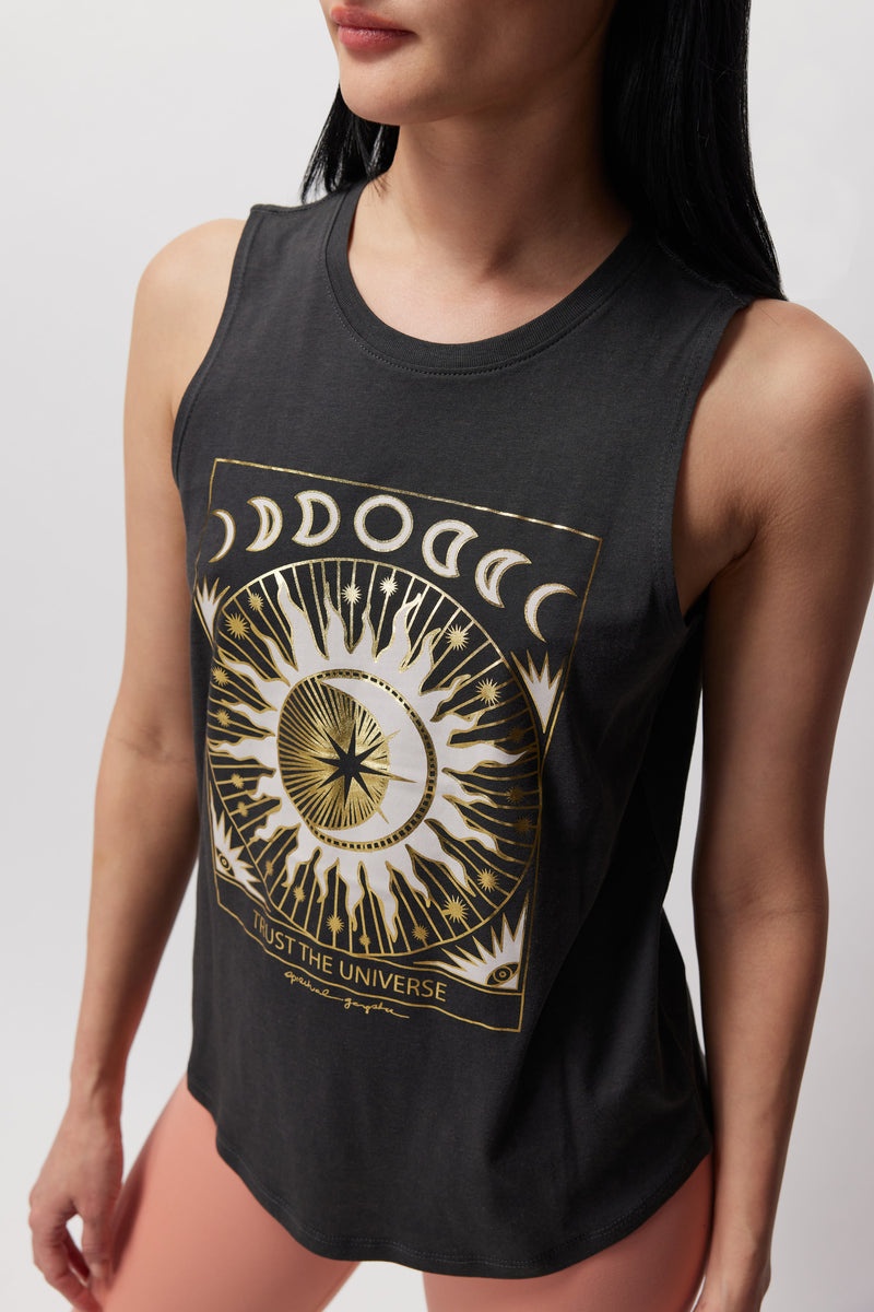 Women's Spiritual Gangster Trust The Universe Muscle Tank Tees & Tanks Vintage Black | LD3528607