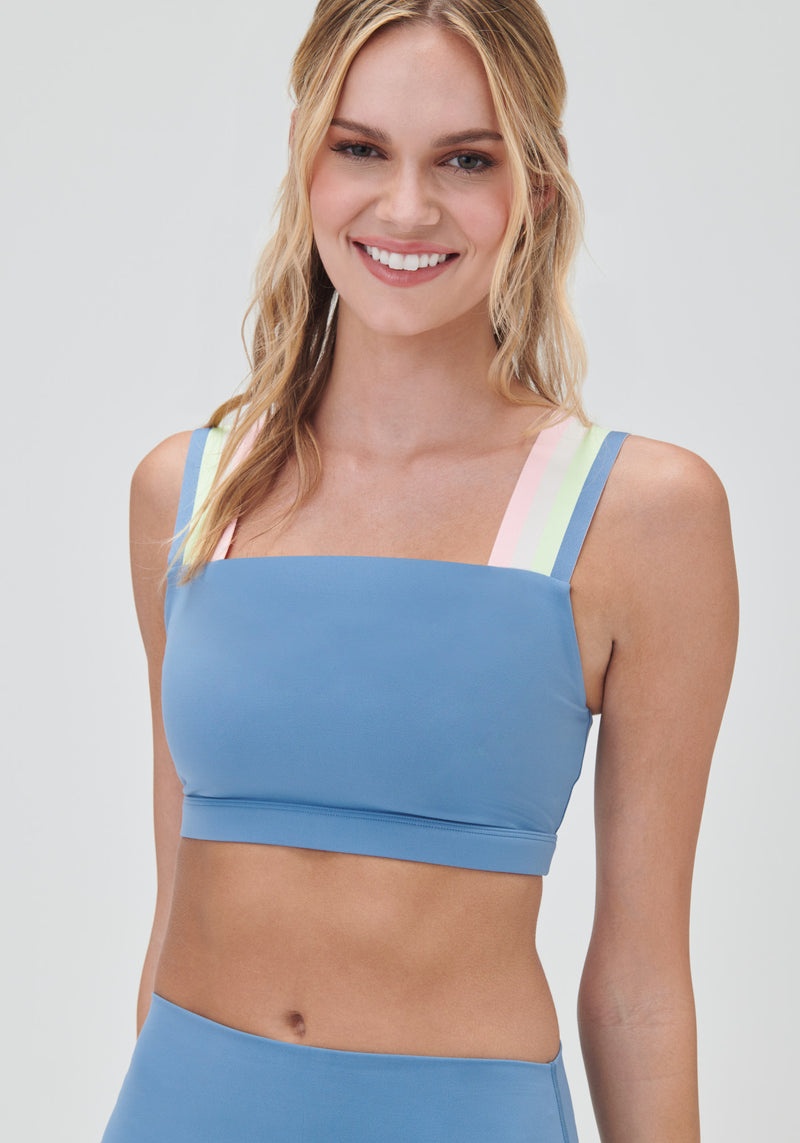 Women's Spiritual Gangster Twist Back Bandeau Bra Tops Coastal Blue | KB8095726