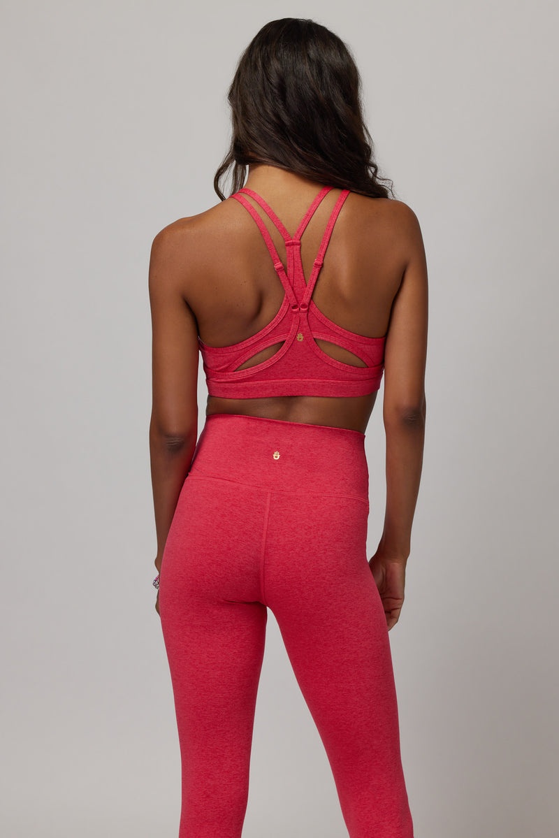 Women's Spiritual Gangster Vibra Tech Heather Racer Back Bra Tops Heather Hibiscus | OI1852063