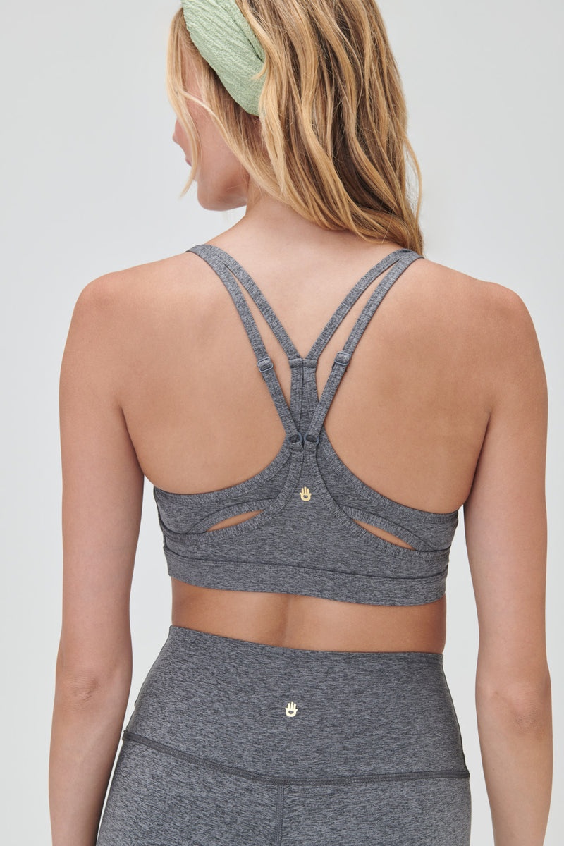 Women's Spiritual Gangster Vibra Tech Heather Racer Back Bra Bras Heather Grey | XG9712085