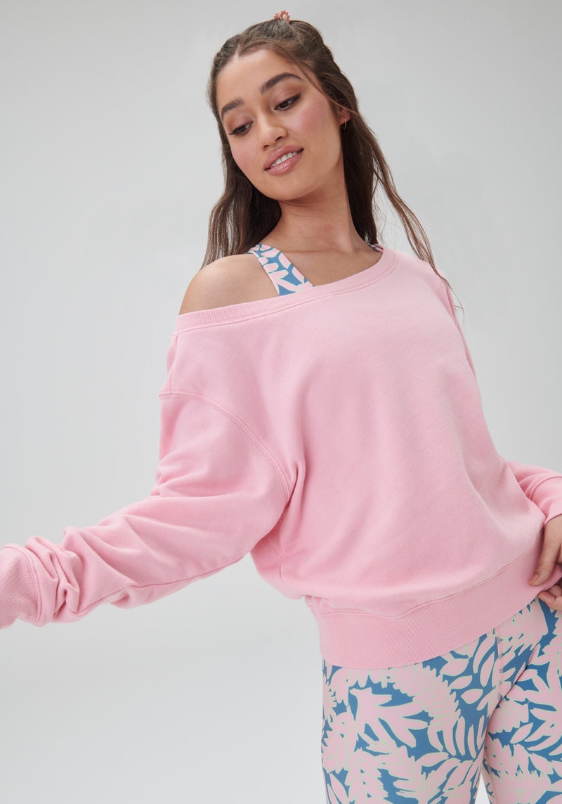 Women's Spiritual Gangster Vida Off Shoulder Sweatshirt Sweaters Peony | UI7234601