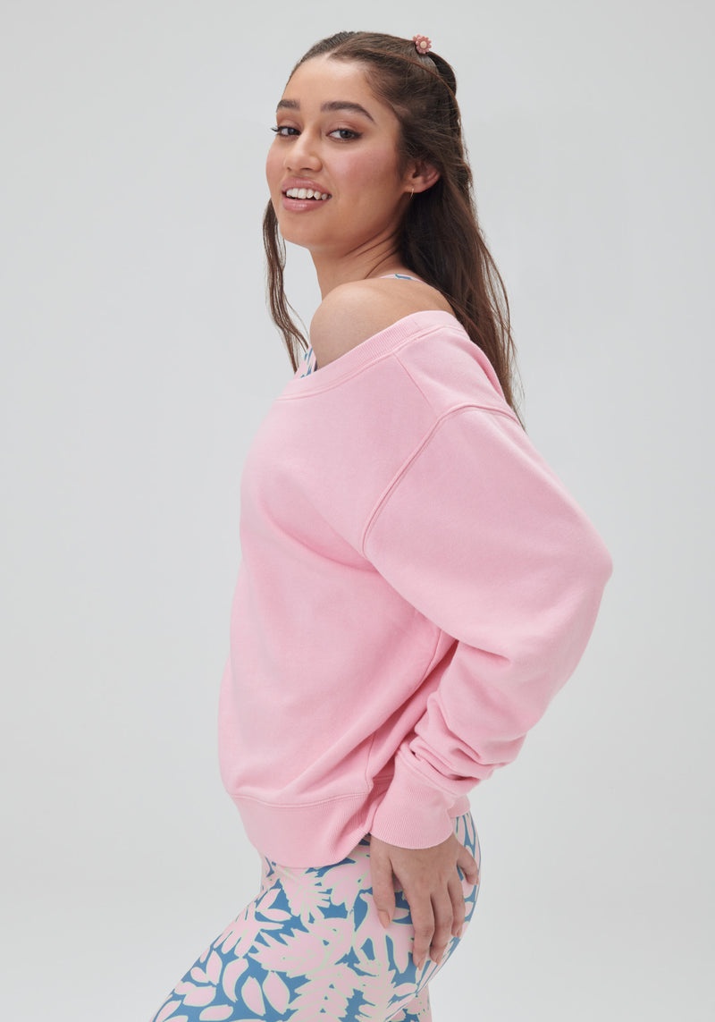 Women's Spiritual Gangster Vida Off Shoulder Sweatshirt Sweaters Peony | UI7234601