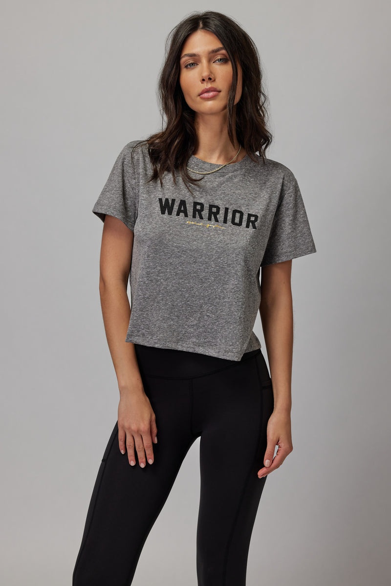 Women\'s Spiritual Gangster Warrior Crop Tee Tees & Tanks Heather Grey | YN9185632