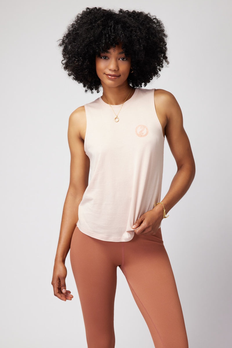 Women's Spiritual Gangster Yin Yang Muscle Tank Tees & Tanks Pink Sky | EO6710329